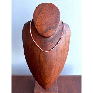 Vtg Heishi Choker Necklace 12 Red Coral Beads Shell Beads Santo Domingo Native